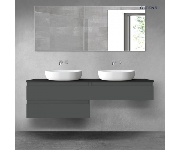 Oltens Vernal zestaw mebli łazienkowych 160 cm z blatem grafit mat/czarny mat 68368400