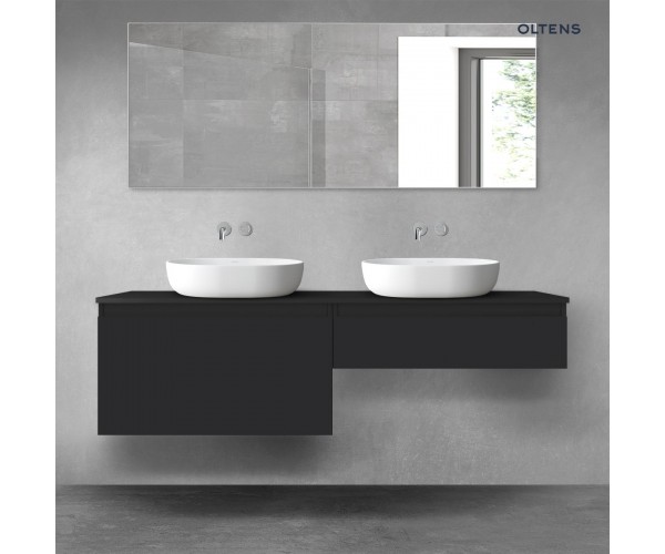 Oltens Vernal zestaw mebli łazienkowych 160 cm z blatem czarny mat 68369300