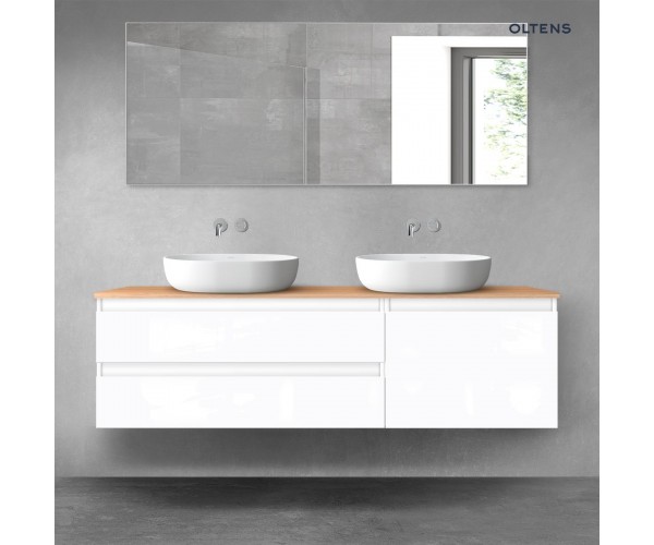 Oltens Vernal zestaw mebli łazienkowych 160 cm z blatem biały połysk/dąb 68340000
