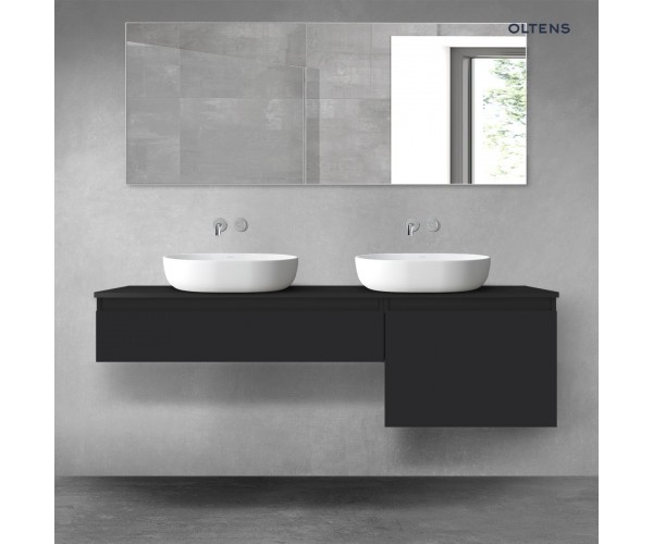 Oltens Vernal zestaw mebli łazienkowych 160 cm z blatem czarny mat 68343300