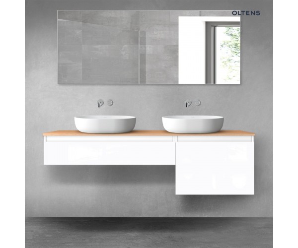 Oltens Vernal zestaw mebli łazienkowych 160 cm z blatem biały połysk/dąb 68344000
