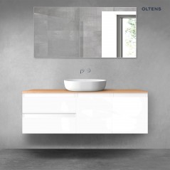 Oltens Vernal zestaw mebli łazienkowych 140 cm z blatem biały połysk/dąb 68274000