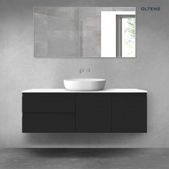 Oltens Vernal zestaw mebli łazienkowych 140 cm z blatem czarny mat/biały połysk 68275300