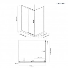 Oltens Breda kabina prysznicowa 110x80 cm prostokątna czarny mat/szkło przezroczyste 20222300