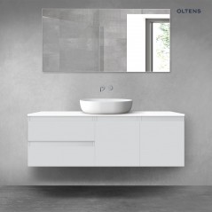 Oltens Vernal zestaw mebli łazienkowych 140 cm z blatem szary mat/biały połysk 68279700