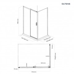 Oltens Breda kabina prysznicowa 120x80 cm prostokątna czarny mat/szkło przezroczyste 20223300