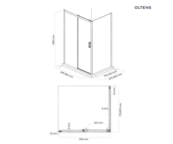 Oltens Breda kabina prysznicowa 100x90 cm prostokątna chrom/szkło przezroczyste 20224100