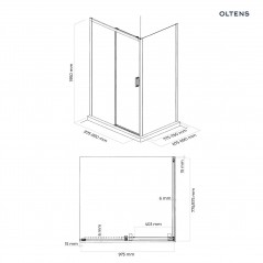 Oltens Breda kabina prysznicowa 100x90 cm prostokątna czarny mat/szkło przezroczyste 20224300