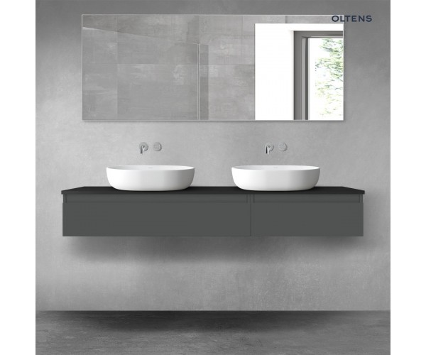 Oltens Vernal zestaw mebli łazienkowych 160 cm z blatem grafit mat/czarny mat 68358400