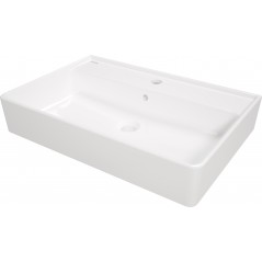 Umywalka ceramiczna nablatowa/ścienna z miejscem na baterię - 61x41 cm
