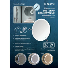 Round Lusterko kosmetyczne magnetyczne - podświetlenie LED
