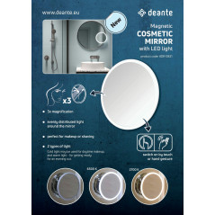 Round Lusterko kosmetyczne magnetyczne - podświetlenie LED